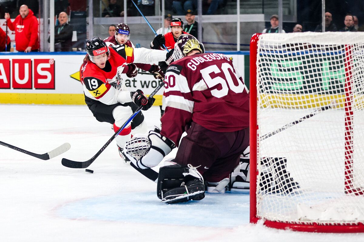 Vinzenz Rohrer krönte seine starke Leistung gegen Lettland mit dem Empty-net-Treffer zum 3:1-Endstand.