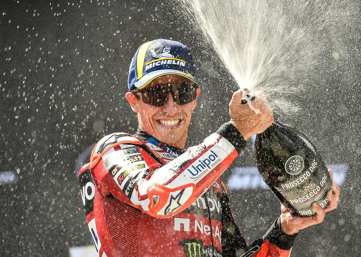 Moto-GP-Weltmeister Marc Marquez feiert seinen ersten Sieg in Ungarn.⇒apa