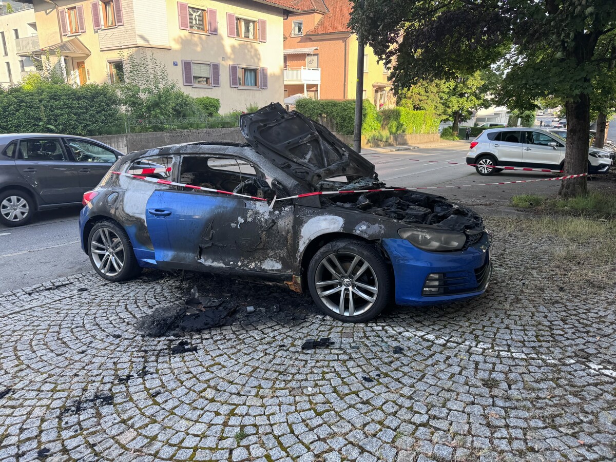 Nach dem Brand blieb vom Fahrzeug nur ein ausgebranntes Wrack zurück. ⇒vol.at/strobel