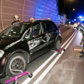 Pkw kippte im Ardetzenbergtunnel um